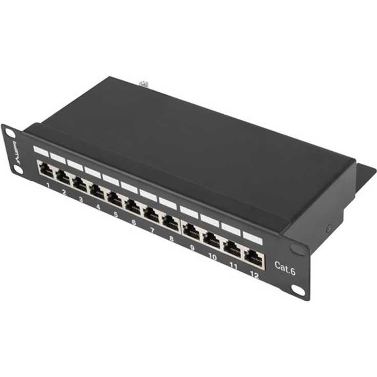 lanberg Patch Panel 10'', 12 Ports 1U, CAT.6, schwarz
