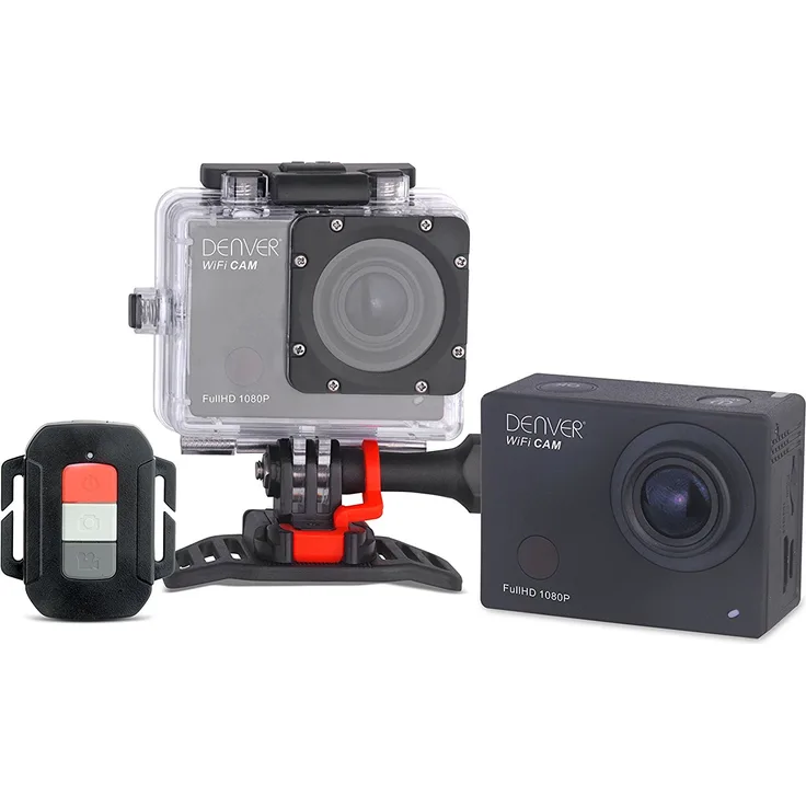 Denver ACT-8030W Full HD Actioncam (WiFi, 5,1 cm (2,0 Zoll) Display, CMOS Sensor, USB) inkl. wasserdichtem Gehäuse bis 55 m
