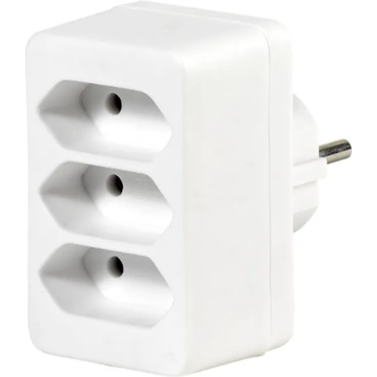 Vivanco A2 WE Schuko-Adapter auf 3x Euro kompakt weiss