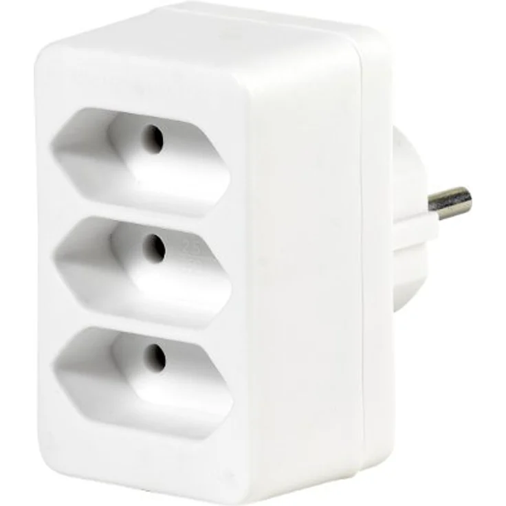 Vivanco A2 WE Schuko-Adapter auf 3x Euro kompakt weiss