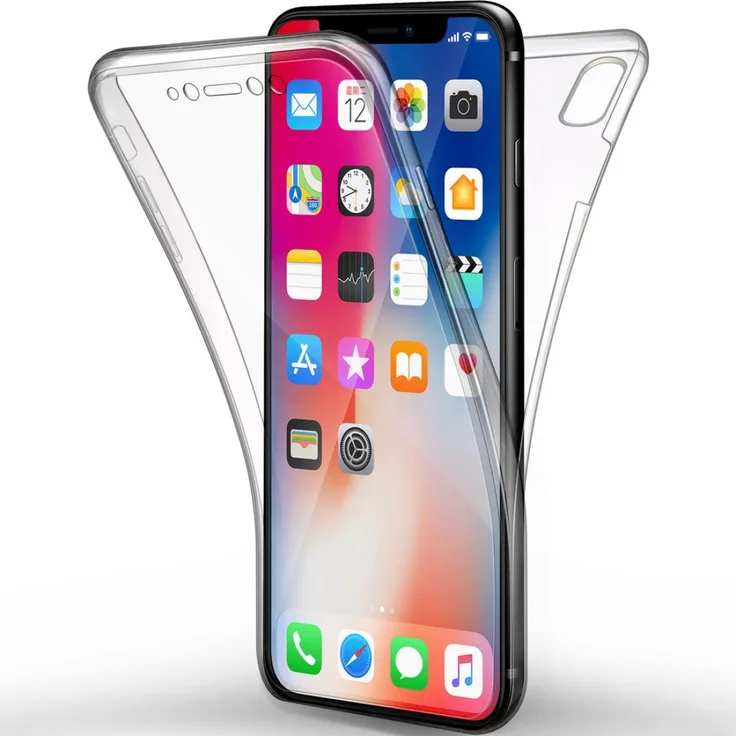 Wisam iPhone XR Full Cover Silikon 6.1 Transparent Schutzhülle TPU 360°
