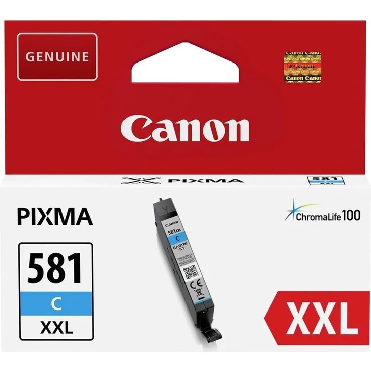 Canon CLI 581 XXL Cy Original Tintenpatrone Cyan für Pixma Drucker Pixma TR7550 TR8550 TS6150 TS6151 TS8150 TS8151 TS8152 TS9150 TS9155 TS6250 TS6251 TS8250 TS8251 TS8252 TS9550