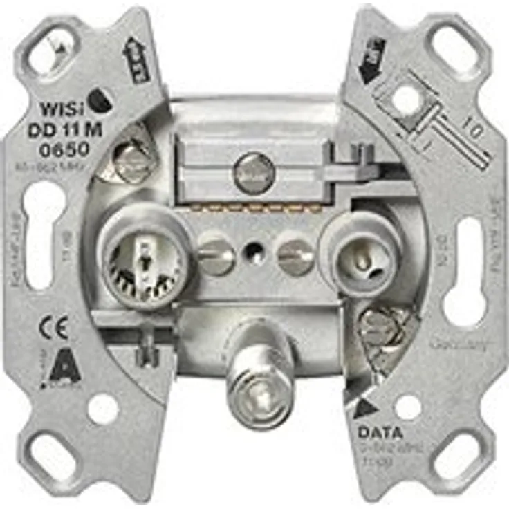 WISI 14567 ''DD 11 M 0650'' 3-Loch Multimedia-Durchgangsdose, 10 dB metall
