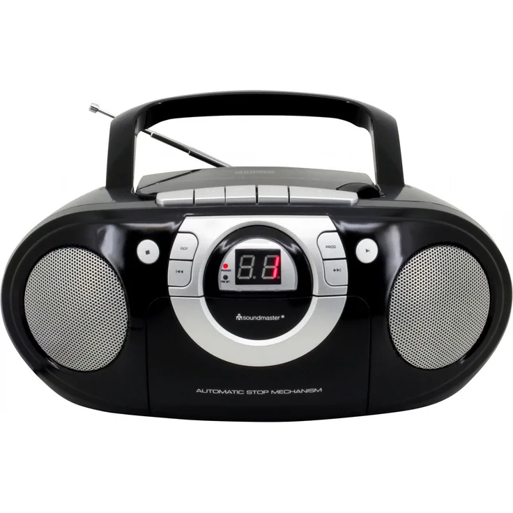 Soundmaster SCD5100SW Radio-Kassettenspieler mit CD-Player, tragbar, schwarz