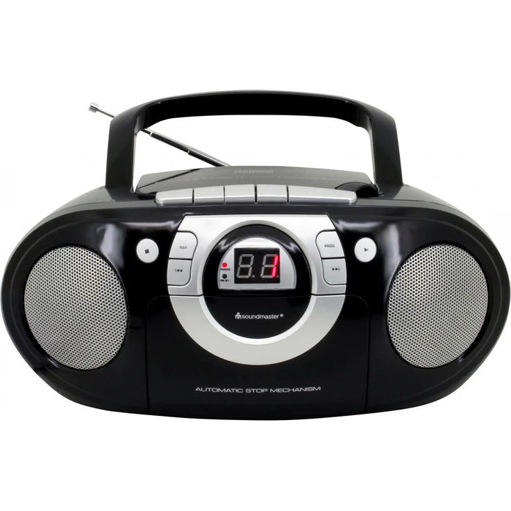 Soundmaster SCD5100SW Radio-Kassettenspieler mit CD-Player, tragbar, schwarz – Bild 1