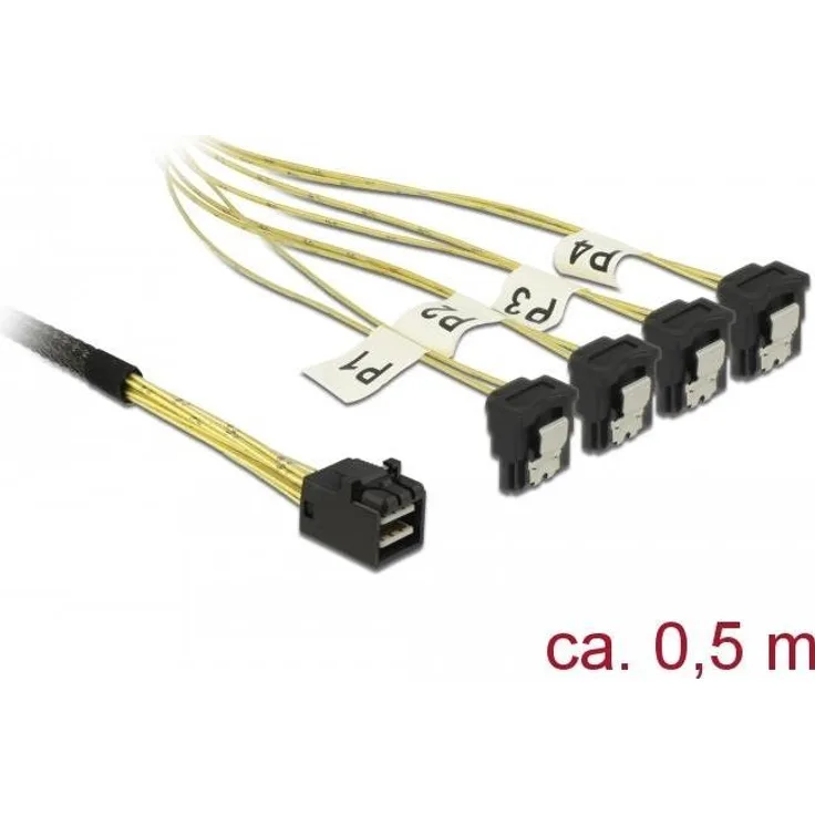 DeLOCK - SATA- / SAS-Kabel - SAS 6Gbit/s - 4x Mini SAS HD (SFF-8643) (S) bis SATA (R) gewinkelt - 50 cm (85684)