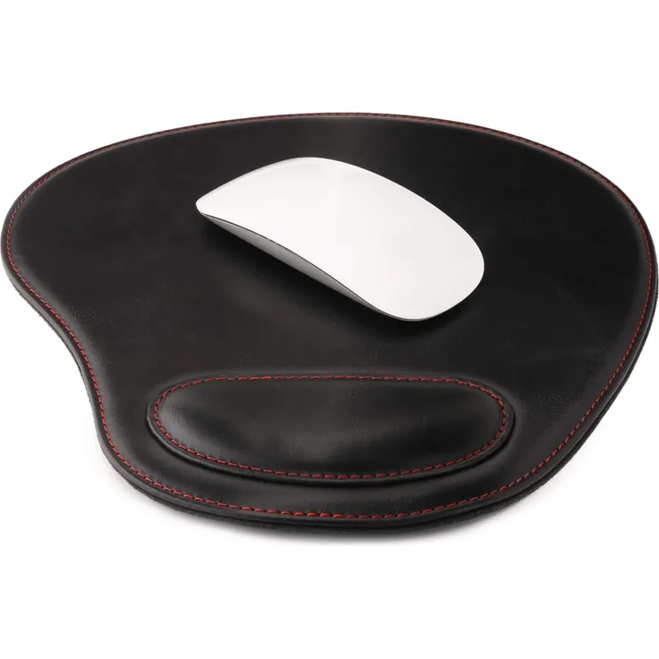 Londo Leder Oval Mouse Pad mit Handgelenkauflage (Schwarz)