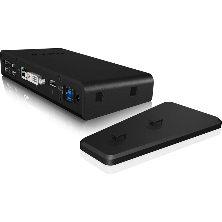 ICY BOX Notebook DockingStation mit USB 3.0 für 2 Monitore, HDMI, DVI, USB Hub, LAN, Schwarz – Bild 3