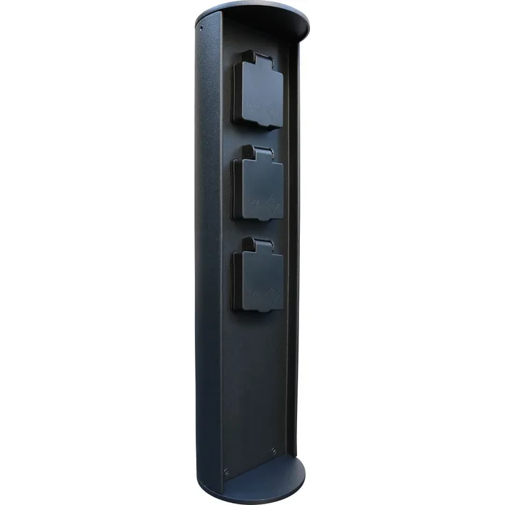 Lutec Stromverteiler Socket Steckdosensäule anthrazit IP44 10x40cm mit 3 Steckdosen