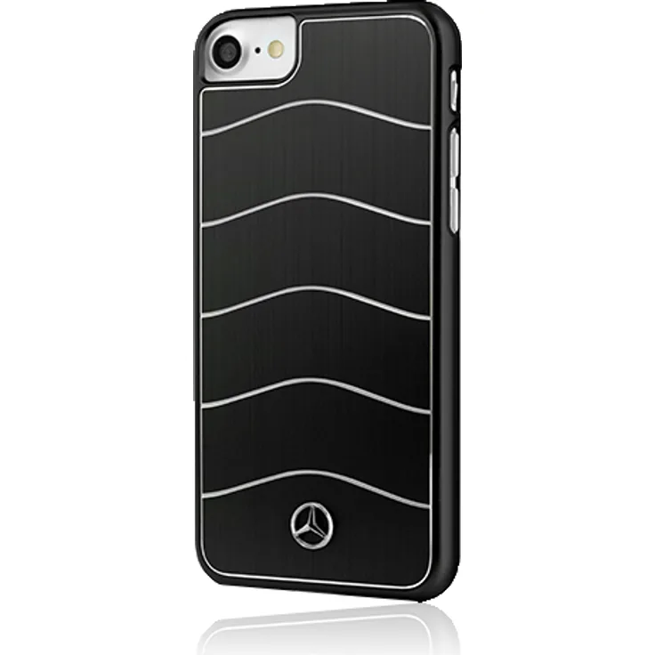 Mercedes-Benz Hard Cover Brushed Aluminium Black, Wave VIII Line, für iPhone 8 Plus/7 Plus/6s Plus, MEHCP7LCUSALBK, Blister