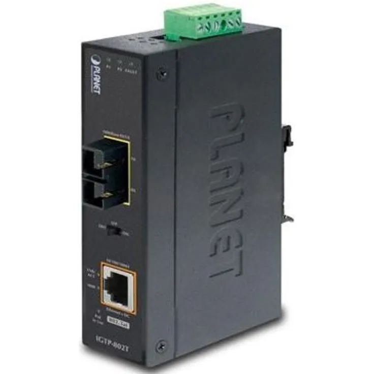 PLANET Industrial PoE Gigabit Media Converter SFP 10/100/1000Base-T to SFP Open Slot PoE 802.3at