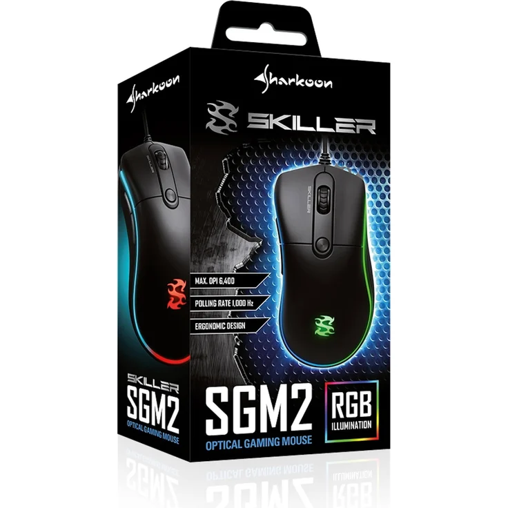 Sharkoon Skiller SGM2 RGB Gaming Maus, optisch 6400 DPI, Ergonomische Form Mehrfarbig – Bild 5