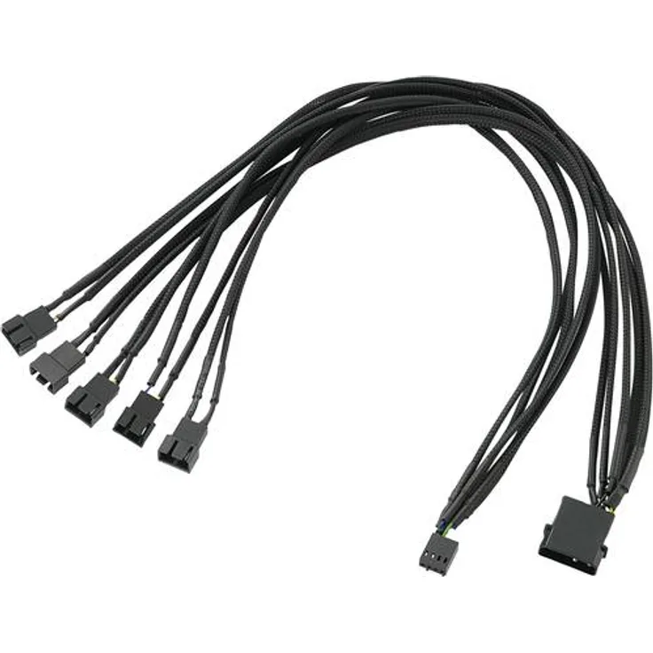 Akasa PC-Lüfter Y-Kabel [5x PC-Lüfter Stecker 4pol. - 1x PC-Lüfter Buchse 4pol., IDE-Strom-Stecker 4pol