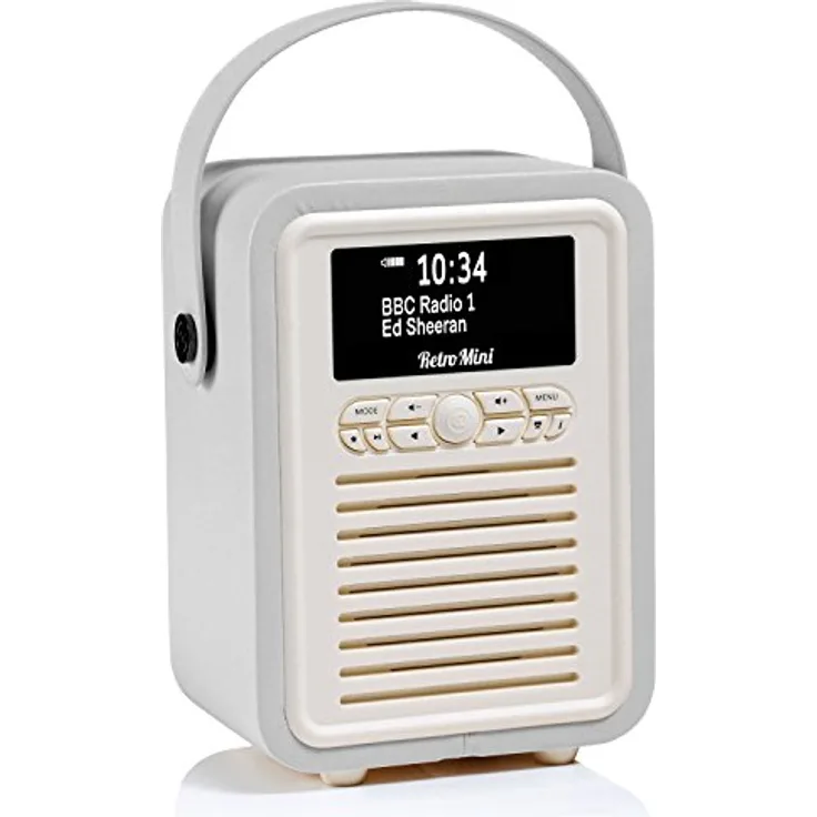 VQ Retro Mini DAB/DAB+ Digital- und FM-Radio mit Bluetooth und Weckfunktion - Hellgrau