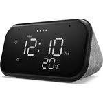 Lenovo Smart Clock Essential, Smart Wecker, Smart Speaker mit Google Assistant, Bluetooth, grau