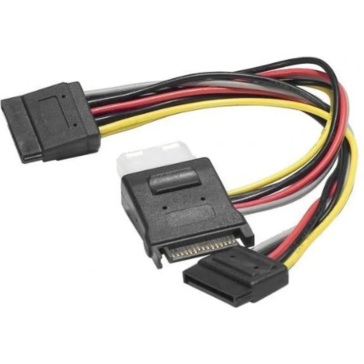 SATA Strom-Adapterkabel, SATA auf 2x SATA + Molex, 1x SATA St. / 2x SATA Bu + Molex Bu. SATA Splitterkabel - Anschluss von bis zu 3 HDDs an einen SATA Stromanschluss (147557)