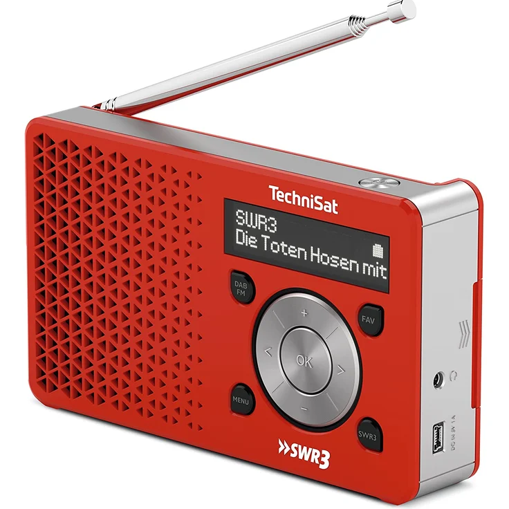 TechniSat Digitradio 1 SWR3-Edition Mini Tragbares Radio, OLED-Display, rot, silber – Bild 5
