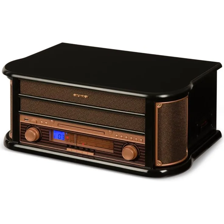 Belle Epoque 1908 Retro-Stereoanlage Plattenspieler USB CD MP3 Mikroanlage schwarz