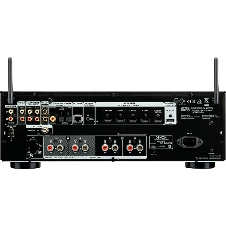 Denon DRA-800H Stereo Receiver und Verstärker, Alexa Kompatibel, HDMI, Bluetooth, WLAN, DAB+ Radio, Musikstreaming, AirPlay 2, HEOS Multiroom, schwarz – Bild 3