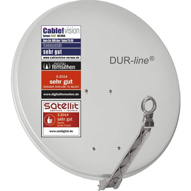 DUR-line Select 75/80cm Hellgrau Satelliten-Schüssel - 3 x Test + Sehr gut + Aluminium Sat-Spiegel – Bild 1