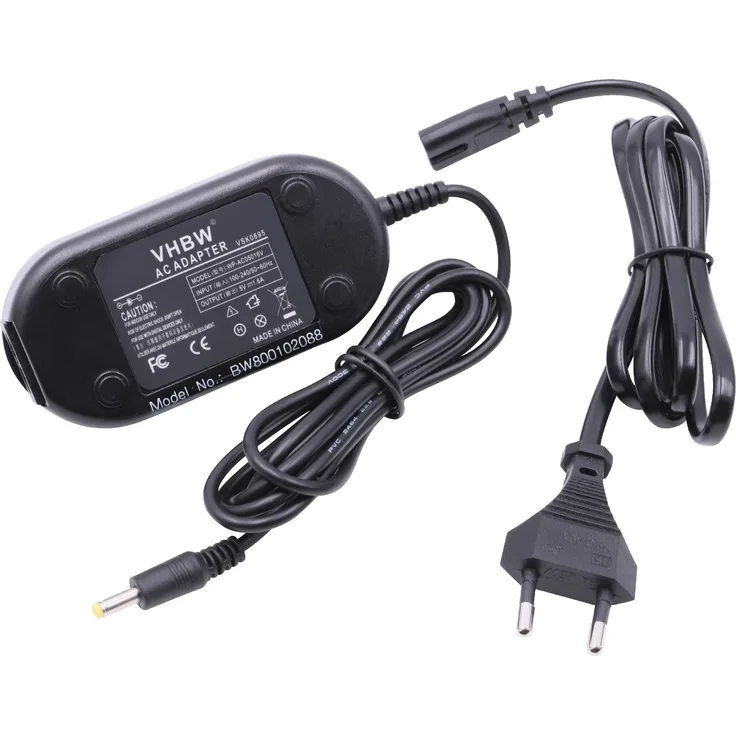 vhbw 220V Netzteil Ladegerät Ladekabel für Kamera Panasonic SDR-S50P, SDR-S50PC, SDR-S7, SDR-S70, SDR-S70P, SDR-S70PC wie VSK0695, 6AS93502, u.a..