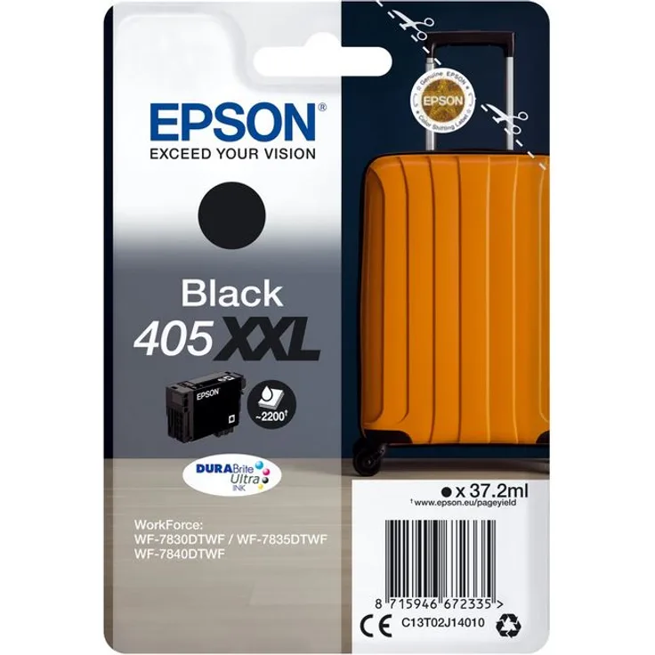 Epson 405XXL - 37.2 ml - Größe XXL - Schwarz - Original - Blister mit RF- / aktustischem Alarmsignal - Tintenpatrone - für WorkForce WF-7830DTWF, WF-7835DTWF, WF-7840DTWF
