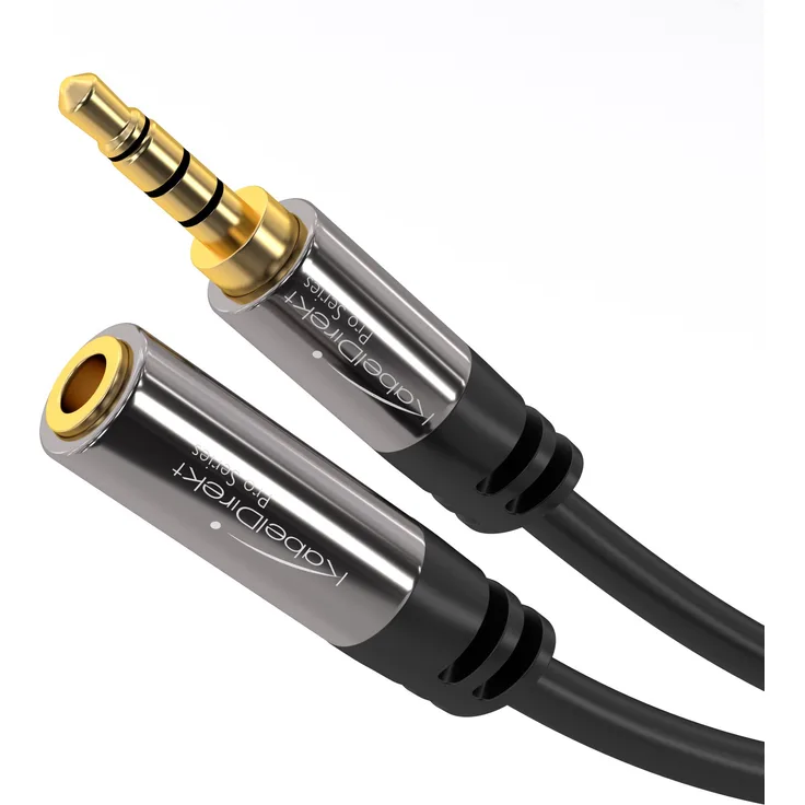 KabelDirekt - Headset Verlängerung - 2m - (3.5mm Stecker > 3.5mm Buchse, 4 Polig) - PRO Series