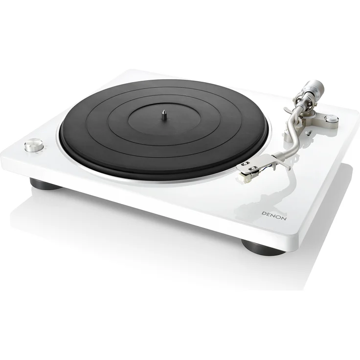 Denon DP400BKEM Plattenspieler (Riemenantrieb, Tonarmlift, eingebauter Vorverstärker, S-Tonarm) Weiß – Bild 1