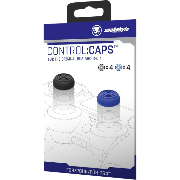 snakebyte PS4 CONTROL:CAPS (4x schwarz & 4x blau) - für Dualshock 4 Controller - für PlayStation 4