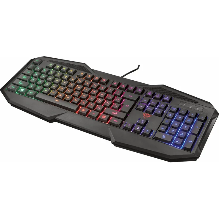 Trust GXT 830 Avonn Gaming Tastatur (Regenbogenwellen-Beleuchtung, 12 Media-Tasten, QWERTZ Deutsches Tastaturlayout)
