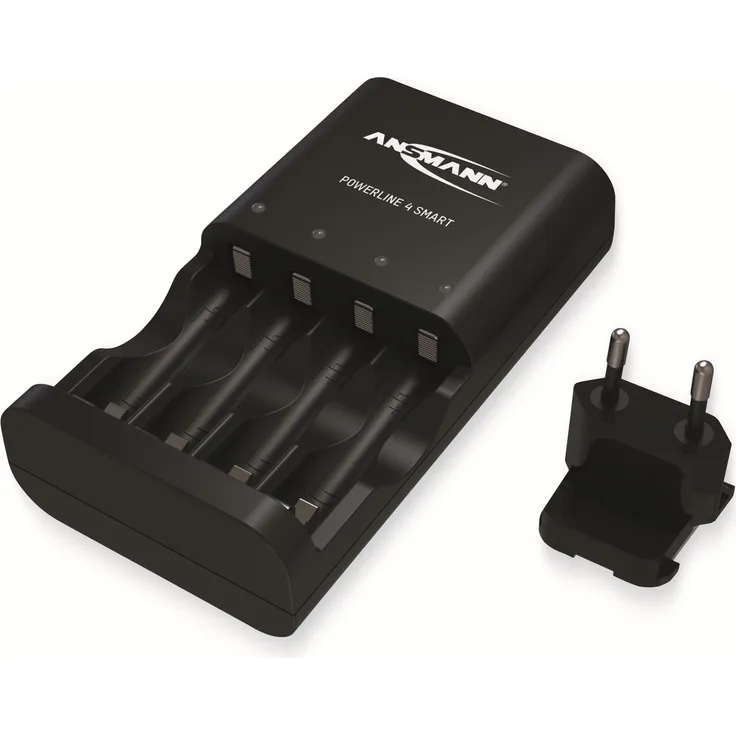ANSMANN Batterieladegerät für 4x NiMH AA-AAA Akkus & wiederaufladbare Batterien - Automatik Akku Ladegerät mit Repair-Modus für Akkubatterien - Powerline 4 Smart Batterie Ladegerät