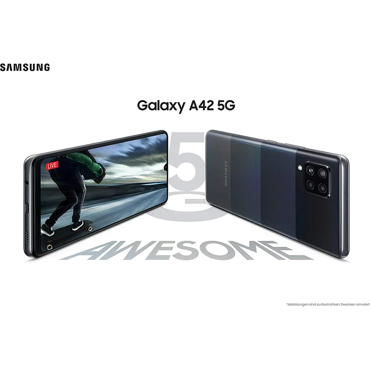 Samsung Galaxy A42 5G Smartphone 16,76 cm (6,6 Zoll) AMOLED-Display, 128GB interner Speicher, 4GB RAM, Android, Prism Dot Black – Bild 9