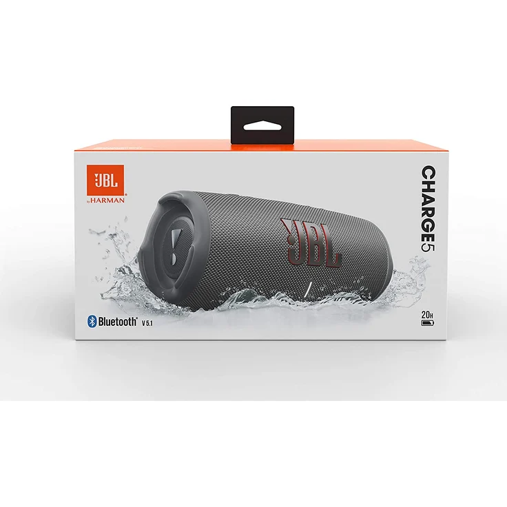 JBL Charge 5 Bluetooth-Lautsprecher mit 20 Stunden Akkulaufzeit, Powerbank, PartyBoost, wasserfest grau – Bild 9