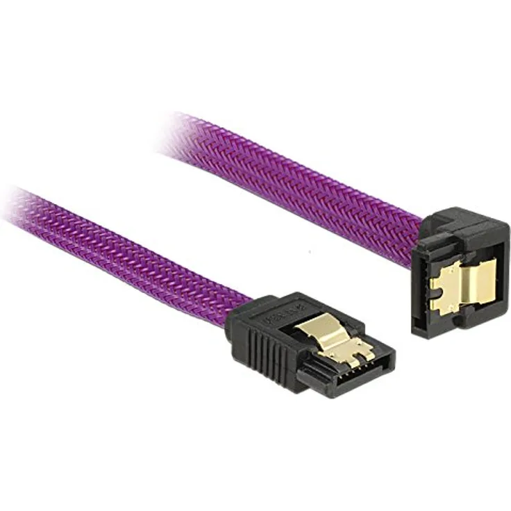 DeLOCK Premium - SATA-Kabel - Serial ATA 150/300/600 - 7-poliges SATA (M) - 7-poliges SATA (M) - 20cm - 90-Grad-Anschluss, verriegelt - Violett (83694)
