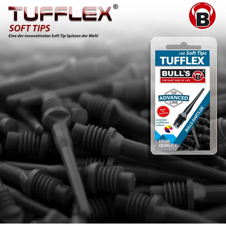 BULL'S Tufflex (2BA) Soft Tips, Schwarz, 6mm