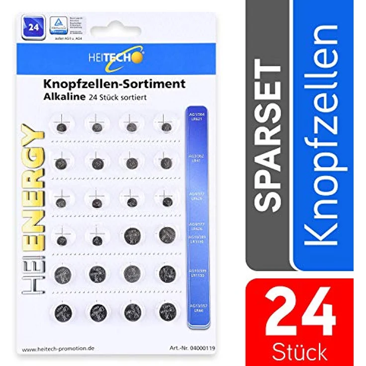 Alkaline Knopfzellen-Sortiment 24StÃ¼ck 4000119