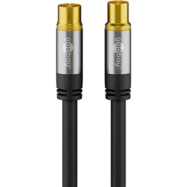 TV Antennenkabel schwarz (135 dB Typ), 4X geschirmt Vergoldet, Koax-Buchse Koax-Stecker (1,0 m) – Bild 1
