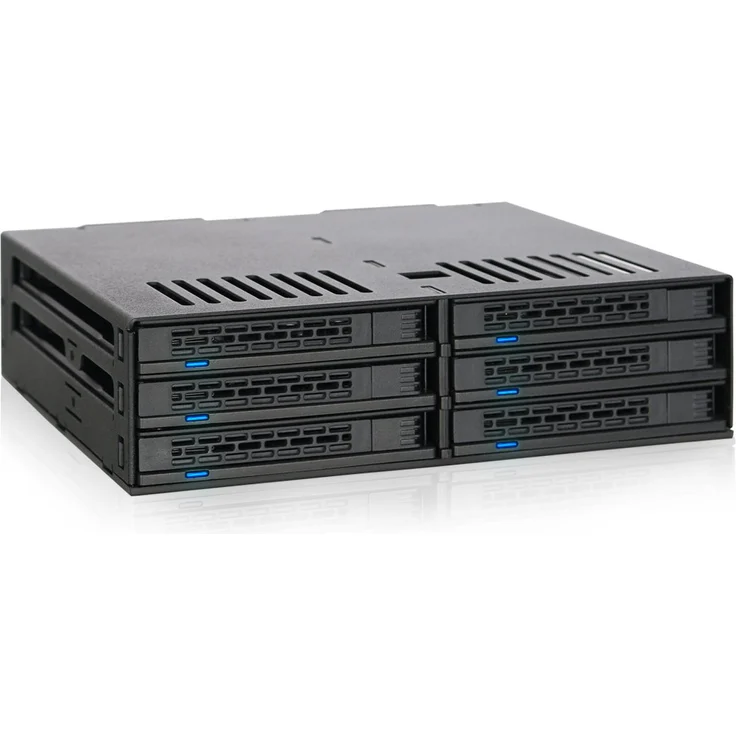 Wechselrahmen für 6X 2,5 Zoll (6,4cm) SATA-SAS SSD-HDD in 1x 5,25 Zoll (13,3cm) - Icy Dock ExpressCage MB326SP-B – Bild 1