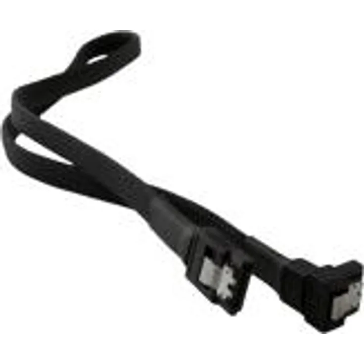 Nanoxia 900100032 SATA 3.0 Anschlusskabel, Abgewinkelter Stecker, Sicherheitslasche, 60 cm, Schwarzer Sleeve