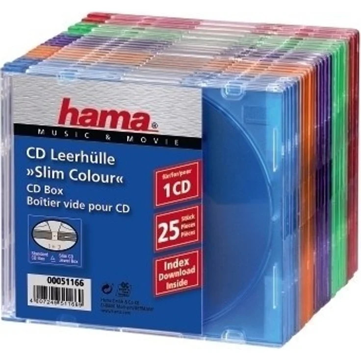 Hama CD Slim Box Pack of 25, Coloured (Mehrfach)