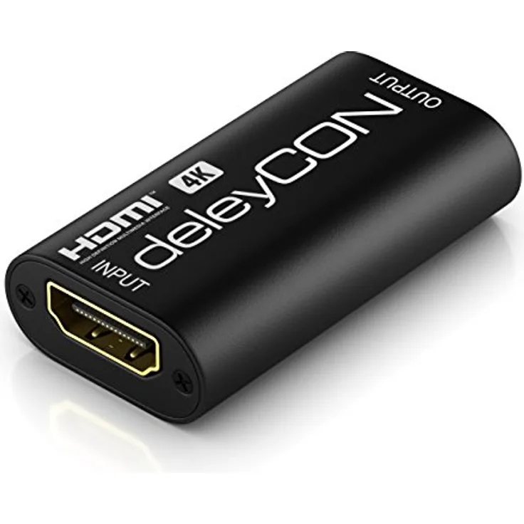 deleyCON HDMI 2.0 Repeater / Signal Verstärker HDMI Verstärker 4k UHD 2160p / HDMI bis 40m FULL HD 1080p HDCP 3D HDMI Buchse auf HDMI Buchse