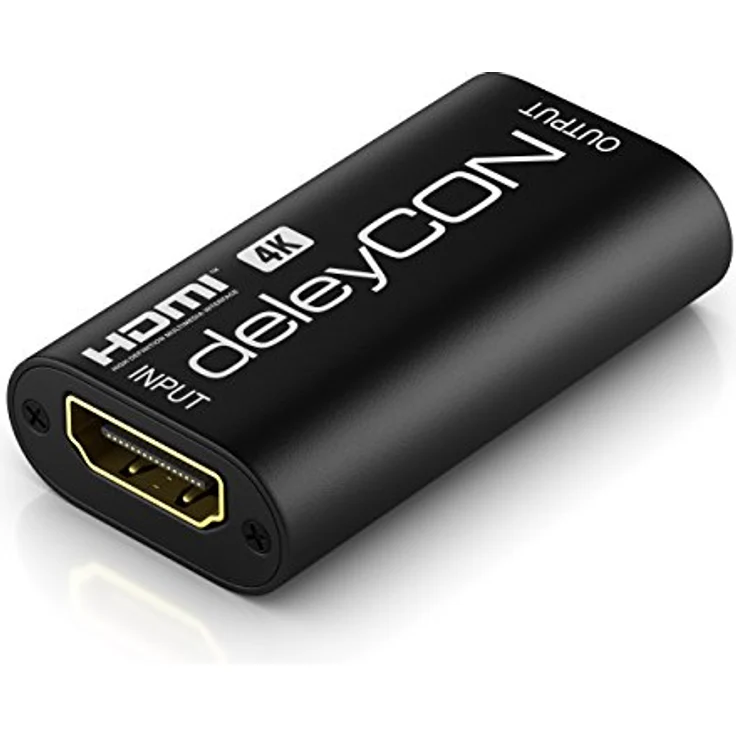 deleyCON HDMI 2.0 Repeater / Signal Verstärker HDMI Verstärker 4k UHD 2160p / HDMI bis 40m FULL HD 1080p HDCP 3D HDMI Buchse auf HDMI Buchse