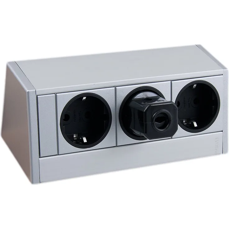 Schulte 159800006600 Evoline R-Dock, 3 x VDE Steckdosen Aluminium