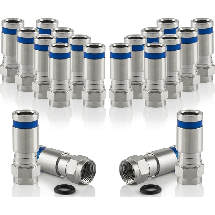 Poppstar 20x SAT Quick Mount Stecker, Kompressionsstecker für Koax Kabel (RG59 RG6U Koaxialkabel (bis 7,8mm), Witterungsbeständig