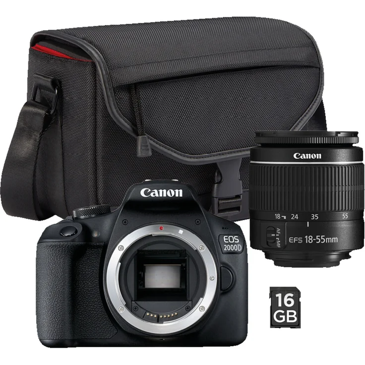 Canon EOS 2000D Value Kit schwarz inkl. EF-S 18-55 IS II + 16 GB SD Speicherkarte + Schultertasche – Bild 2