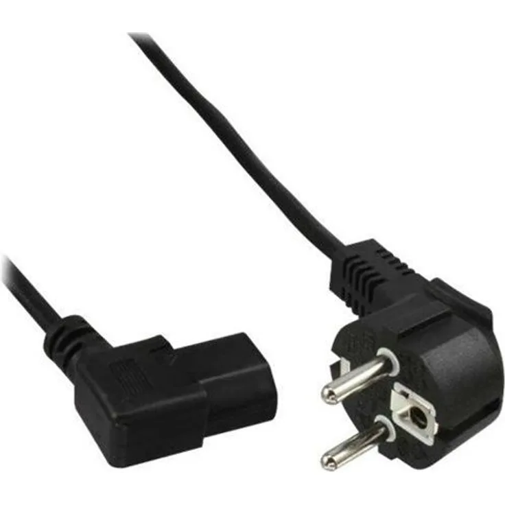 InLine 16752H Netzkabel, Schutzkontakt gewinkelt auf Kaltgerätestecker C13 links abgewinkelt, 0,3m, schwarz