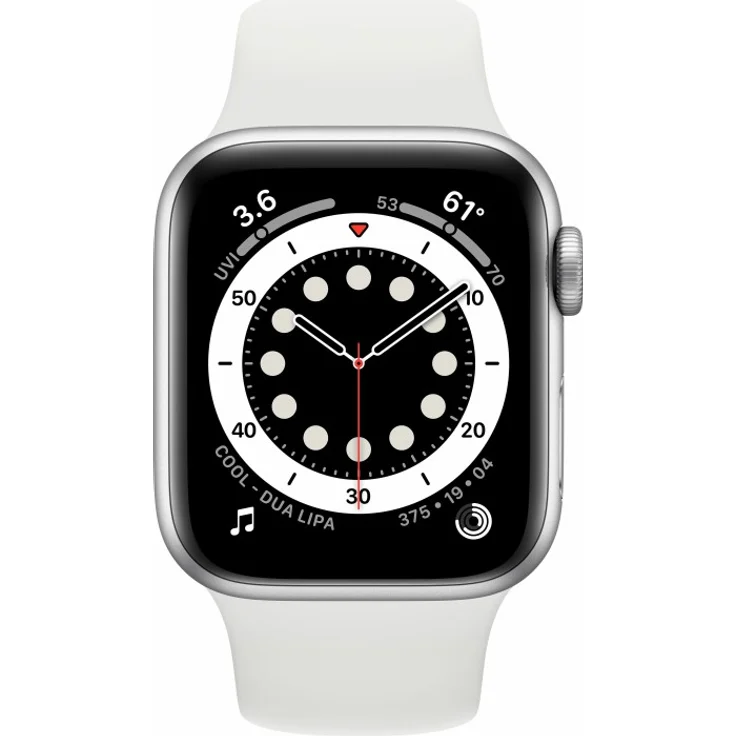 Apple Watch Series 6 Smartwatch GPS, 40mm, Aluminiumgehäuse Silber, Sportarmband Weiß – Bild 2