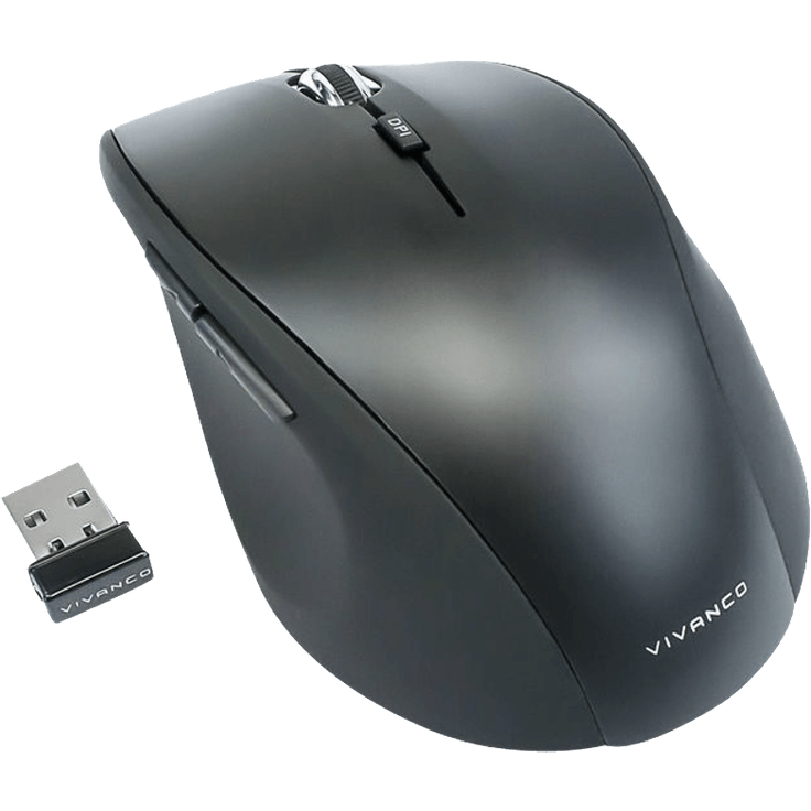 Vivanco Silent Mouse, Funk Maus, leise, geräuscharm, ergonomisch, kabellos, Wireless, 800-1600 DPI umschaltbar kaum Klickgeräusche