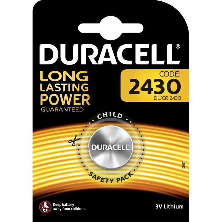 Duracell Specialty 2430 Lithium-Knopfzelle 3 V, 1er-Packung (CR2430 -DL2430) entwickelt für die Verwendung in Schlüsselanhängern, Waagen, Wearables und medizinischen Geräten – Bild 1