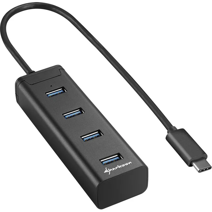 Sharkoon 4-Port Aluminium Hub (USB 3.0, Type C) schwarz